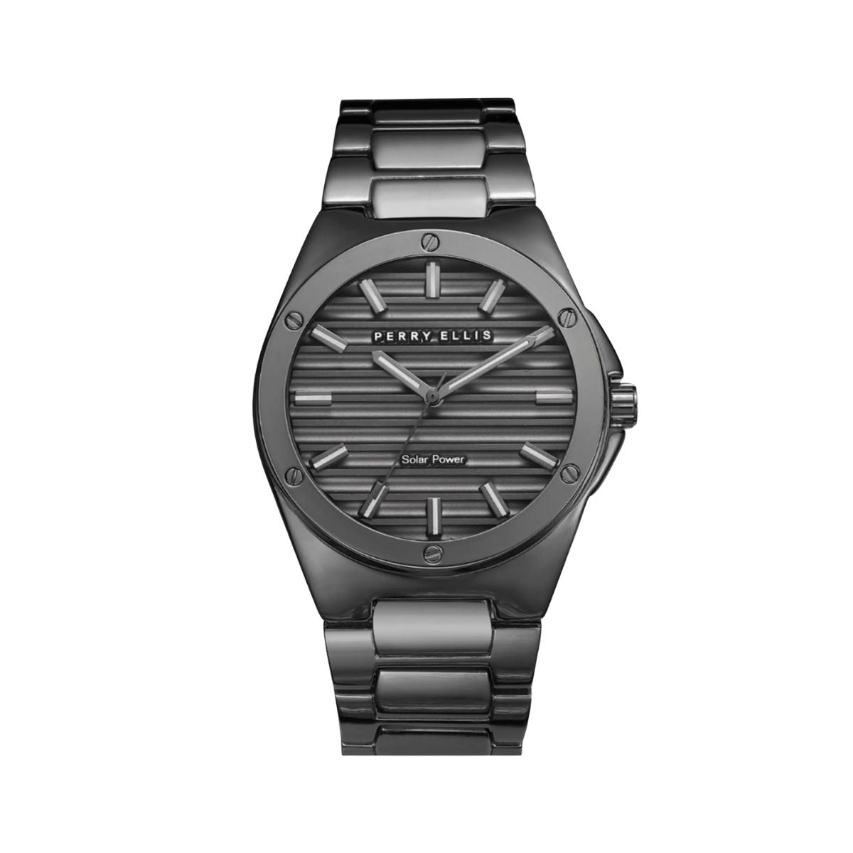 CUR 826 - Perry Ellis Solar Powered Gunmetal Grey Face 41mm Watch