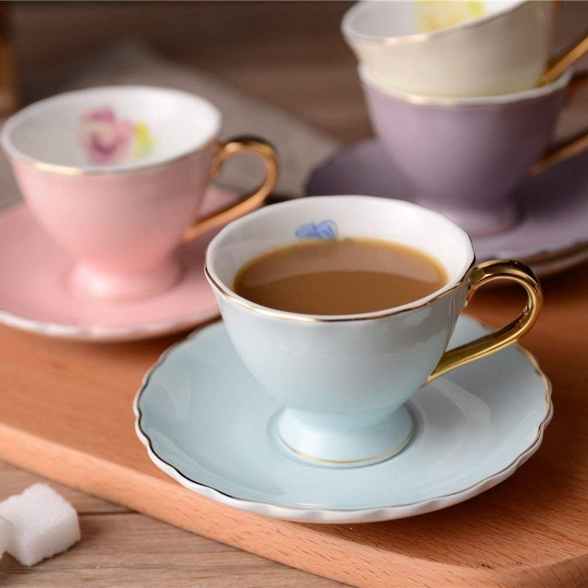 LDT - Mini Euro Style Porcelain Coffee Tea Cup & Saucer Set