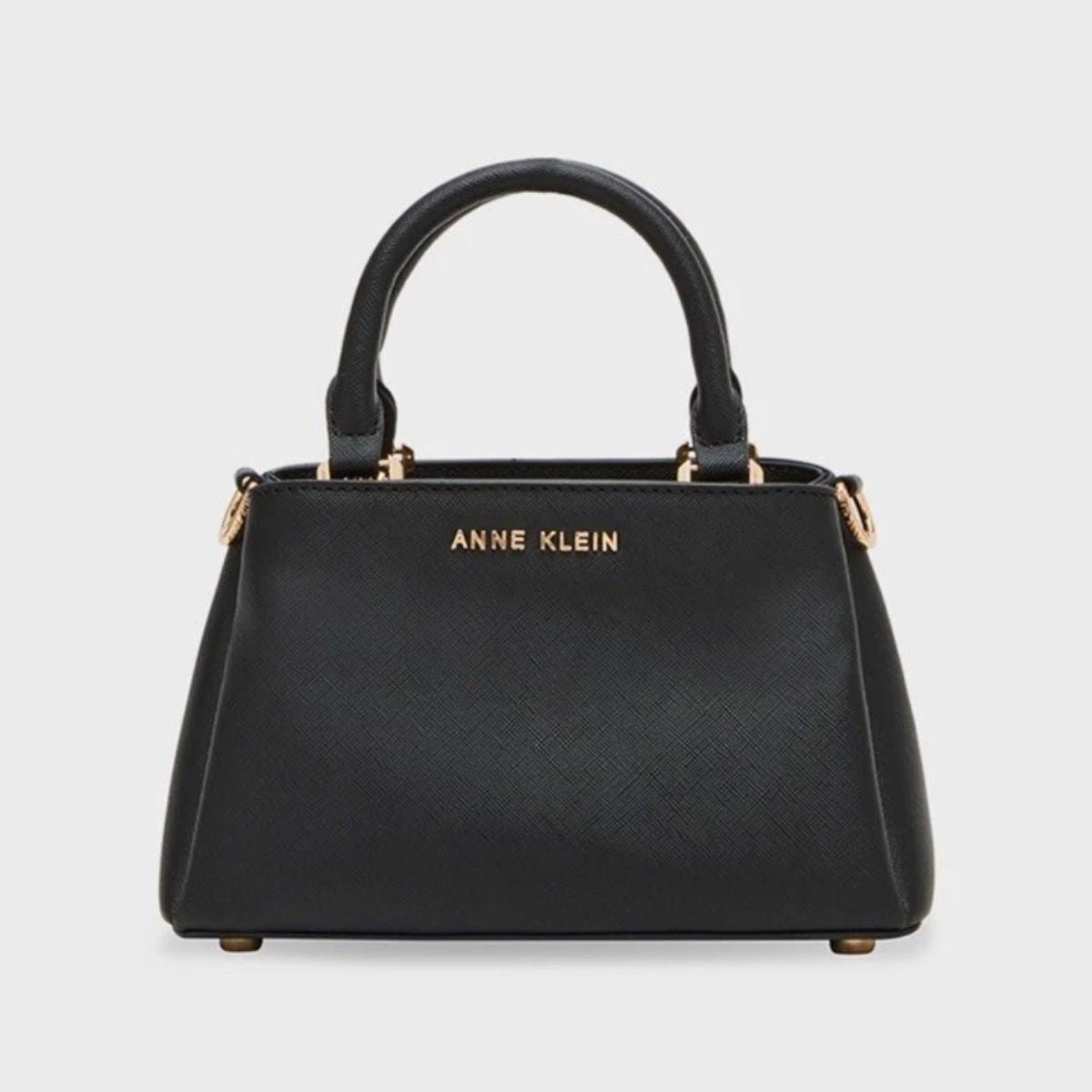 CUR 638 - Anne Klein Black Textured Top-handle Mini Satchel Crossbody