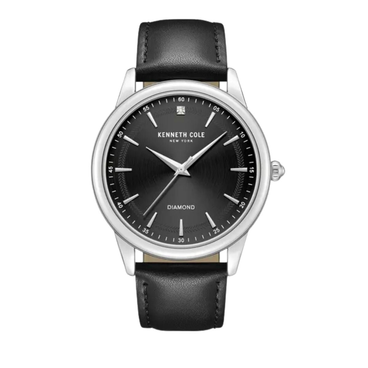 CUR 906 - Kenneth Cole Diamond Black Strap Black Face Watch 44mm