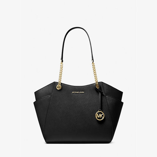 TFL - Michael Kors Black Jet Set Travel Large Saffiano Leather Shoulder Bag
