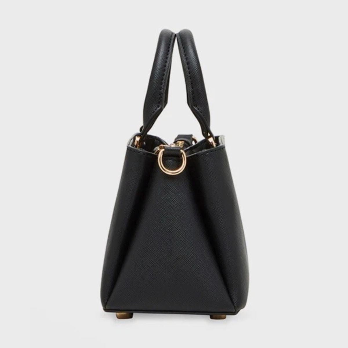 CUR 638 - Anne Klein Black Textured Top-handle Mini Satchel Crossbody