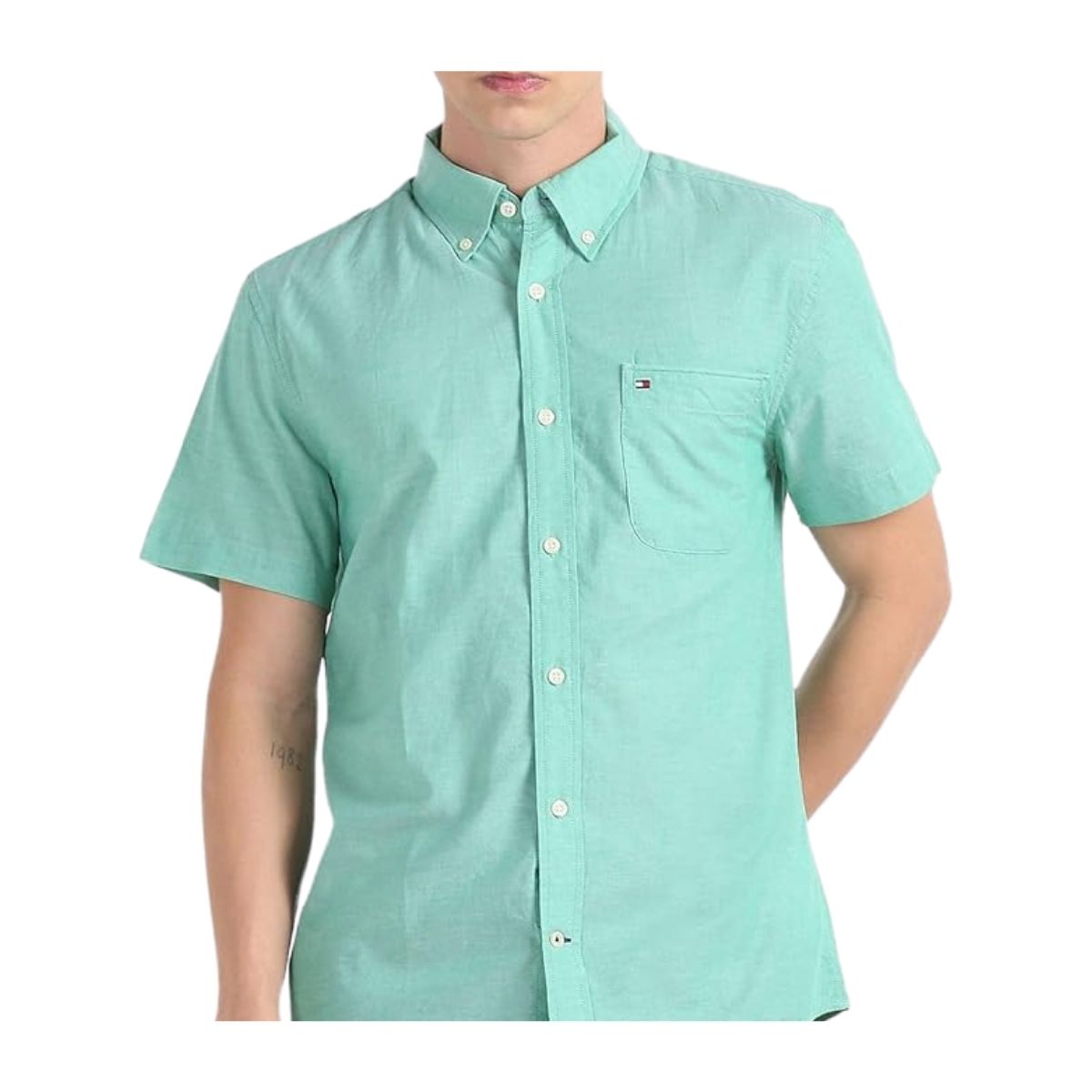 CUR 887 - Tommy Hilifiger Medium Aqua Blue Button-down Shirt