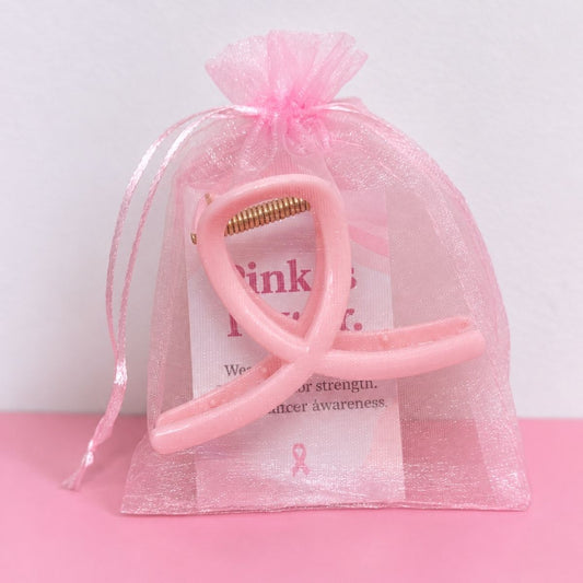 SMC - Breast Cancer Ribbon Hair Clip w/ Card & Bag