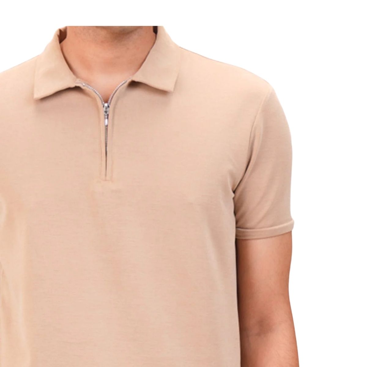 CUR 891 - Dkny Medium Latte Zip Front Logo Polo