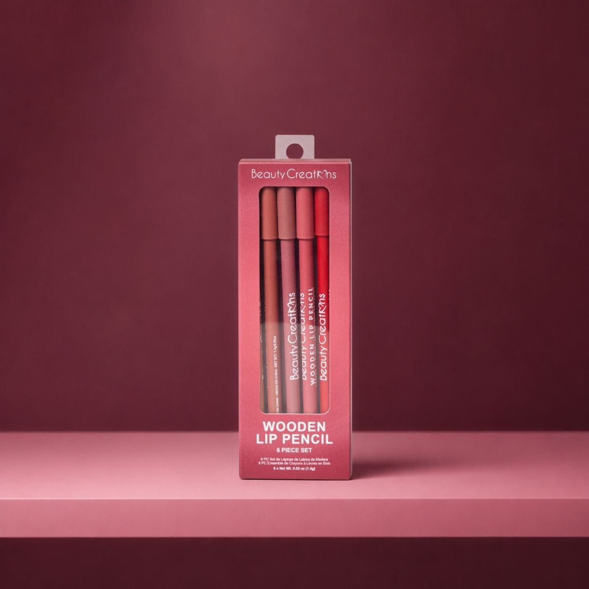 TAF - Beauty Creations Wooden Lip Pencil Set - Wine