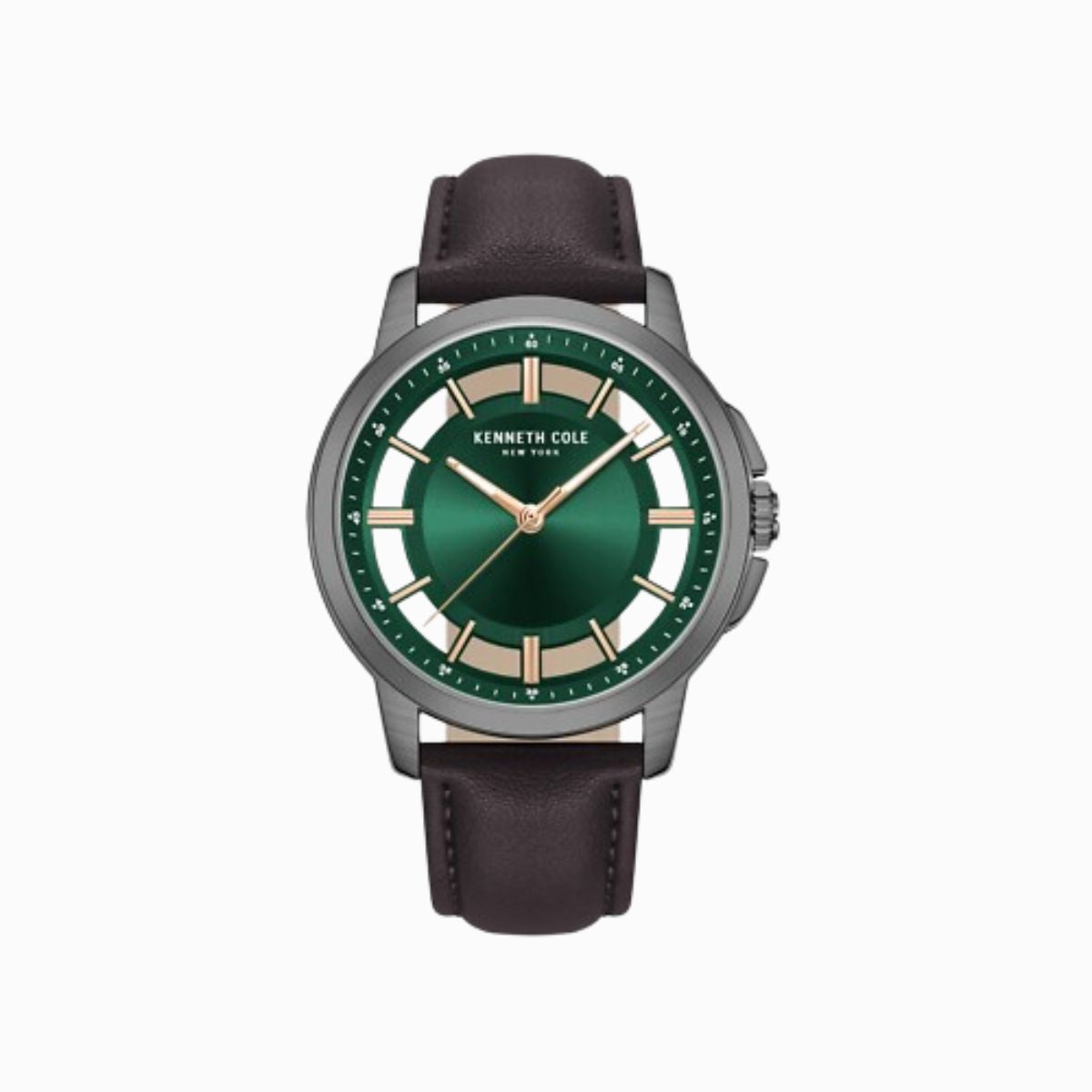 CUR 692 - Kenneth Cole Transparency Leather Strap Watch Green Face