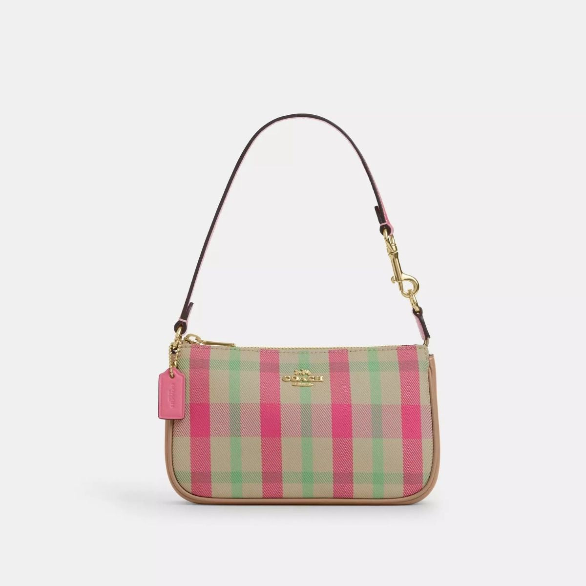 TFL - Coach Nolita 19 With Plaid Print Gold Pink Multi
