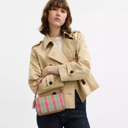 TFL - Coach Nolita 19 With Plaid Print Gold Pink Multi