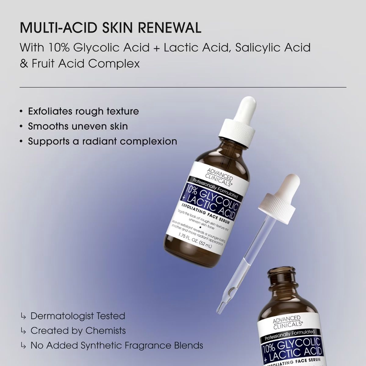 MART - Advanced Clinicals 10% Glycolic + Lactic Acid Face Serum