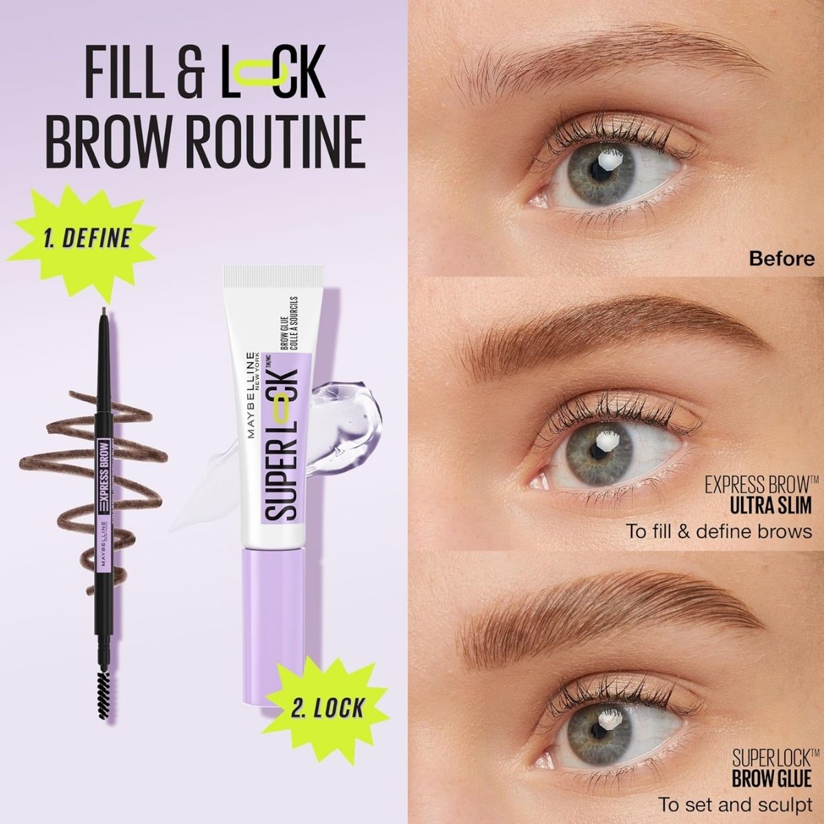 TAF - Maybelline Super Lock Brow Glue Eyebrow Gel - Clear