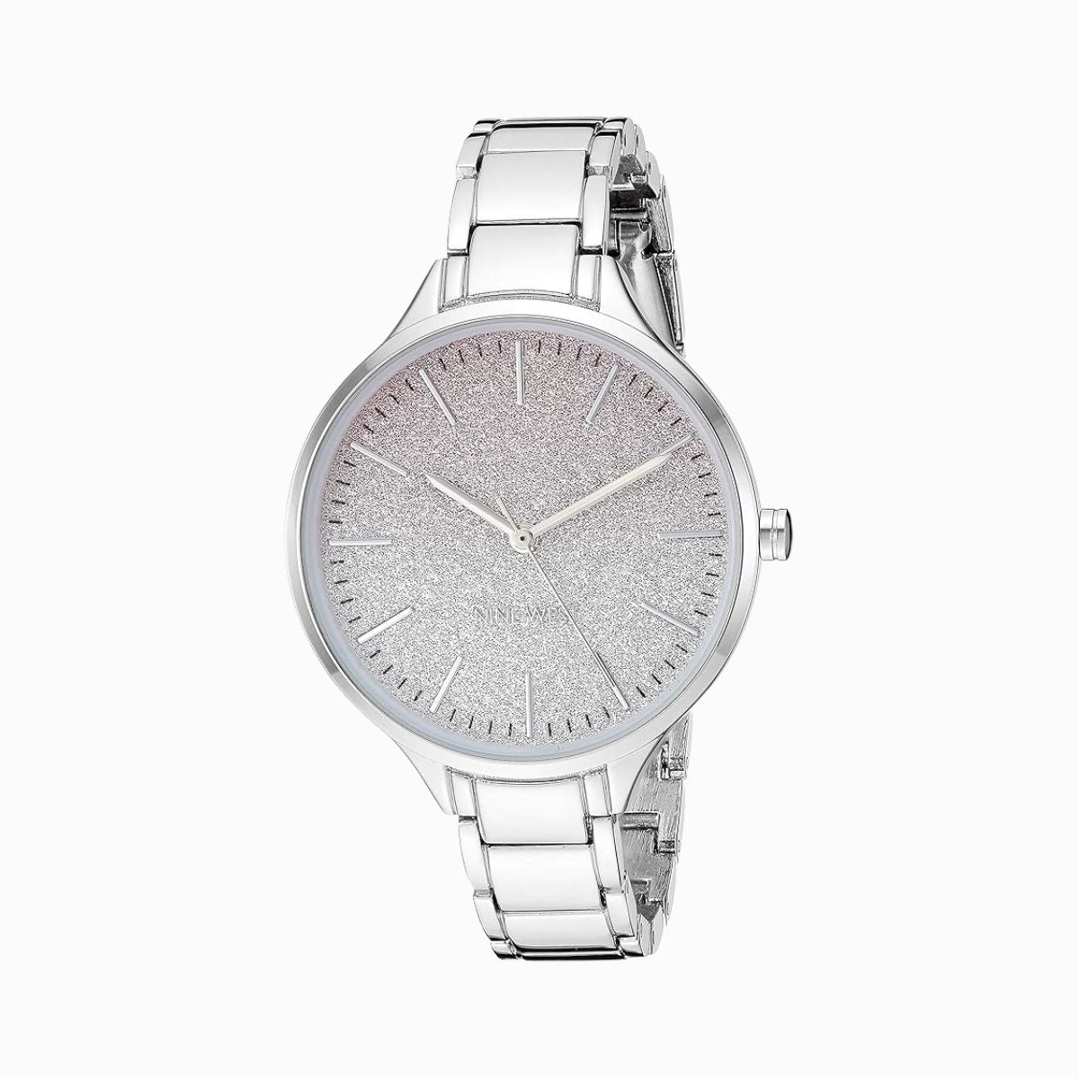 CUR 663 - Nine West Silver w Purple Glitter Accent Watch