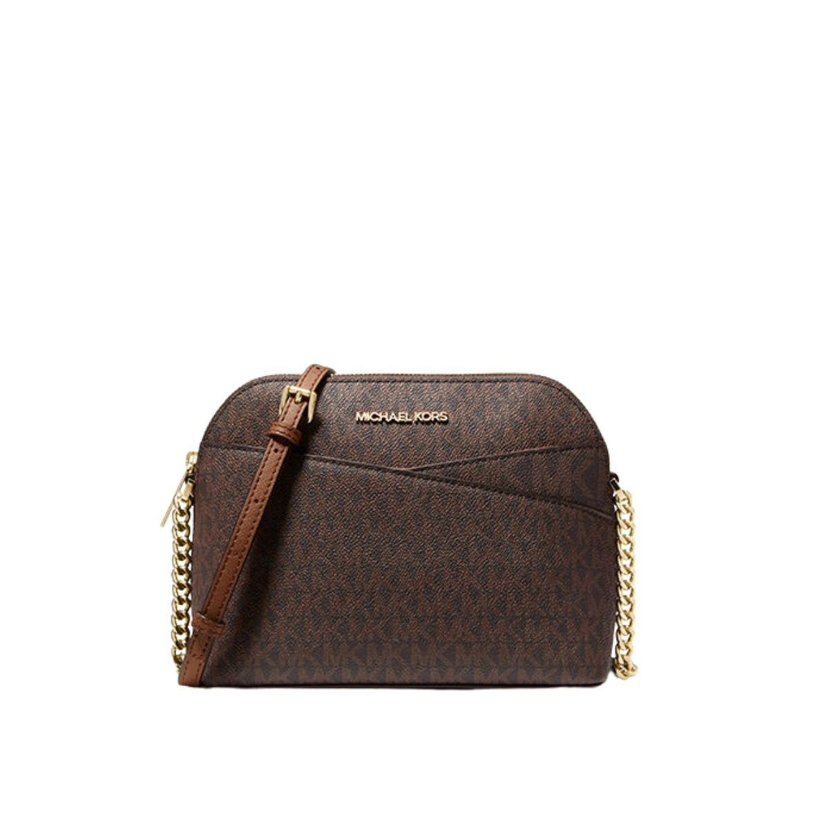 CUR 867 - Michael Kors Brown Jet Set Dome Crossbody