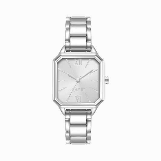 CUR 665 - Nine West Silver Small Square Face Watch