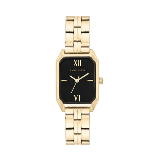 CUR 913 - Anne Klein Gold Black Face Ractangle Watch