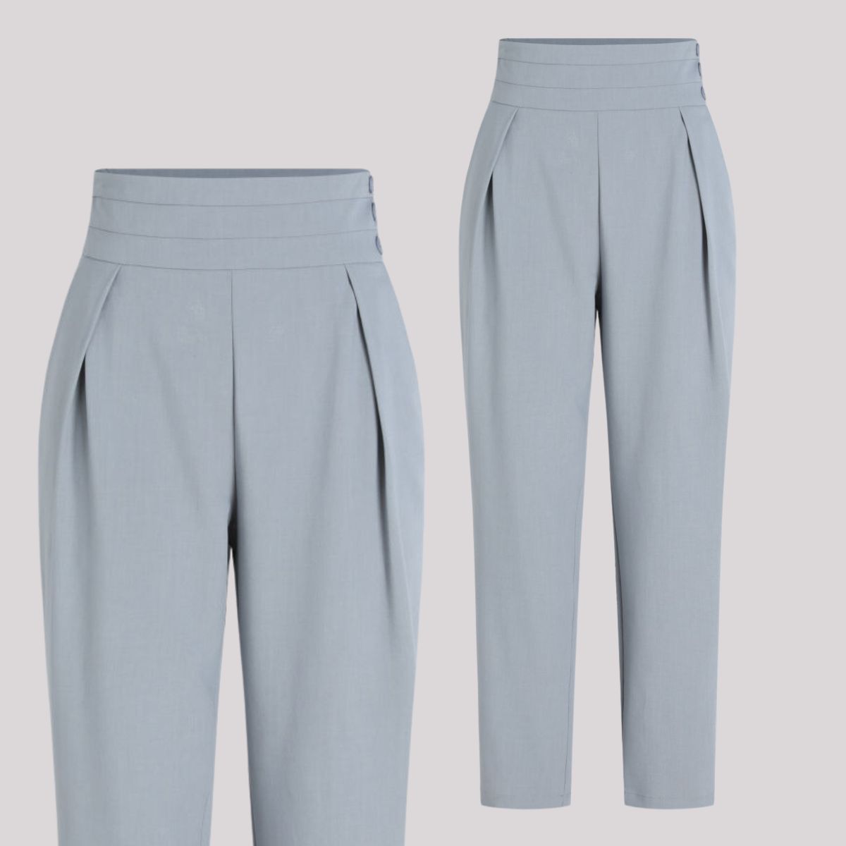 DV 7 - Cider Grey Solid High Waist Tapered Trousers