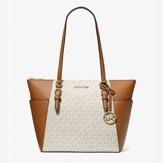 CUR 701 - Michael Kors Vanilla Charlotte Zip Top Tote