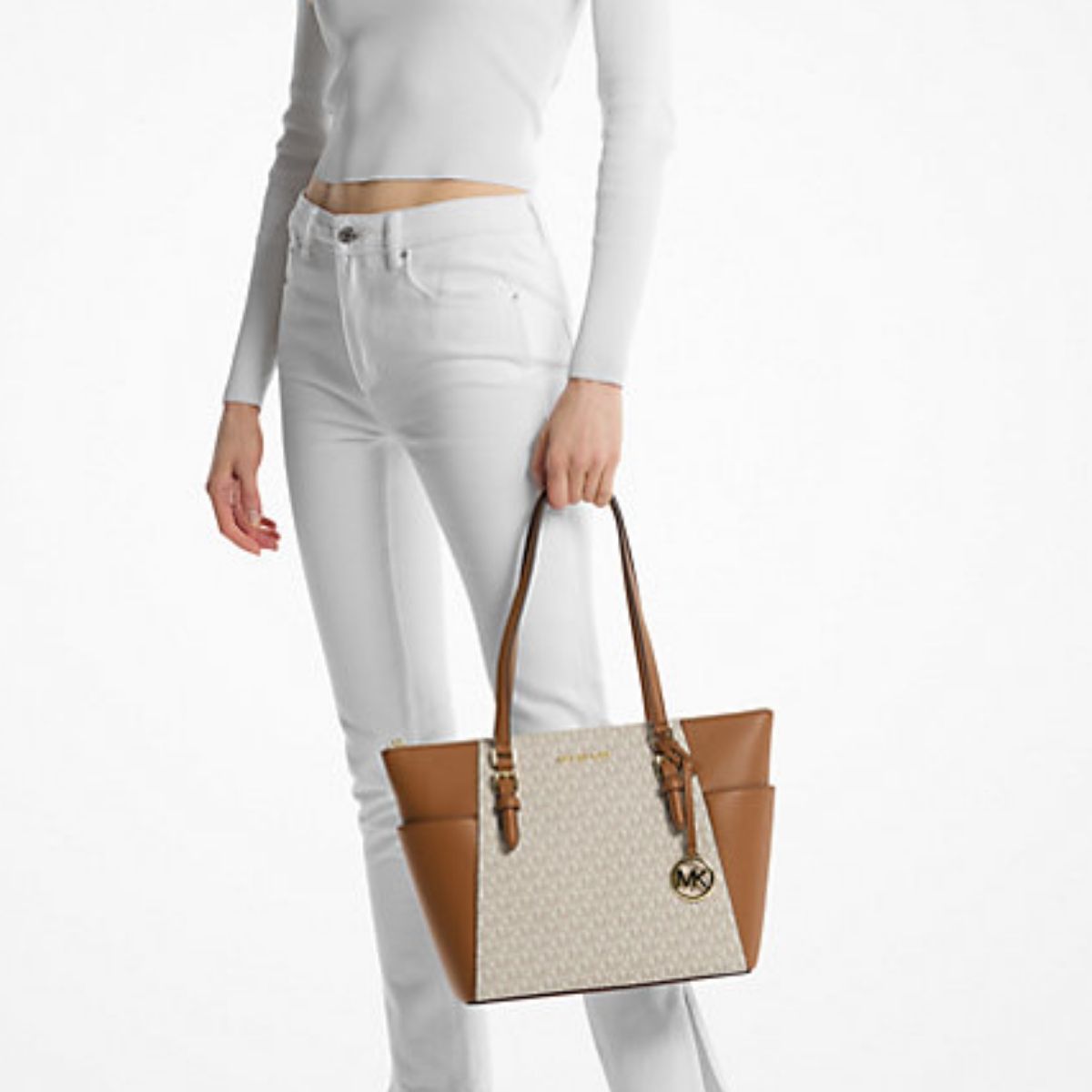 CUR 701 - Michael Kors Vanilla Charlotte Zip Top Tote