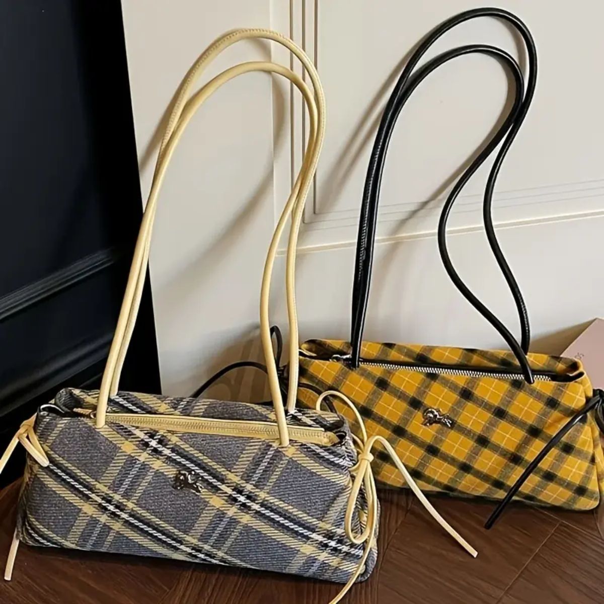 LGG - Vintage Style French Plaid Underarm Shoulder Bags