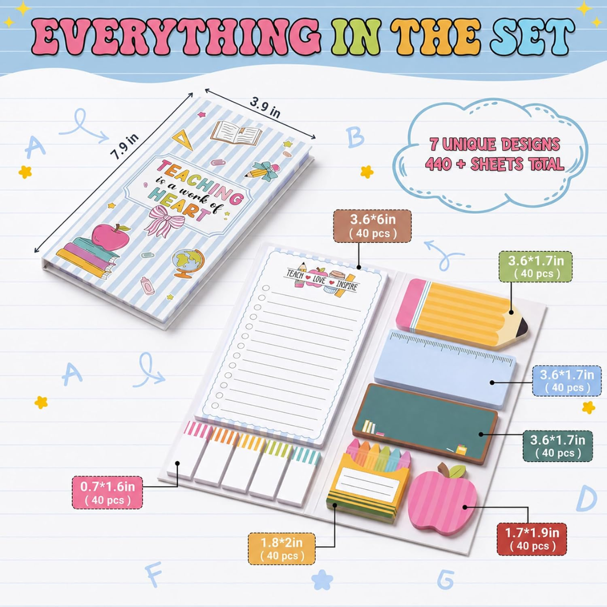 SMC - Teacher Sticky Note Gift Set - Striped