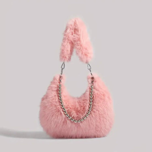 LGG - Pink Fuzzy Faux Fur Shoulder Bag