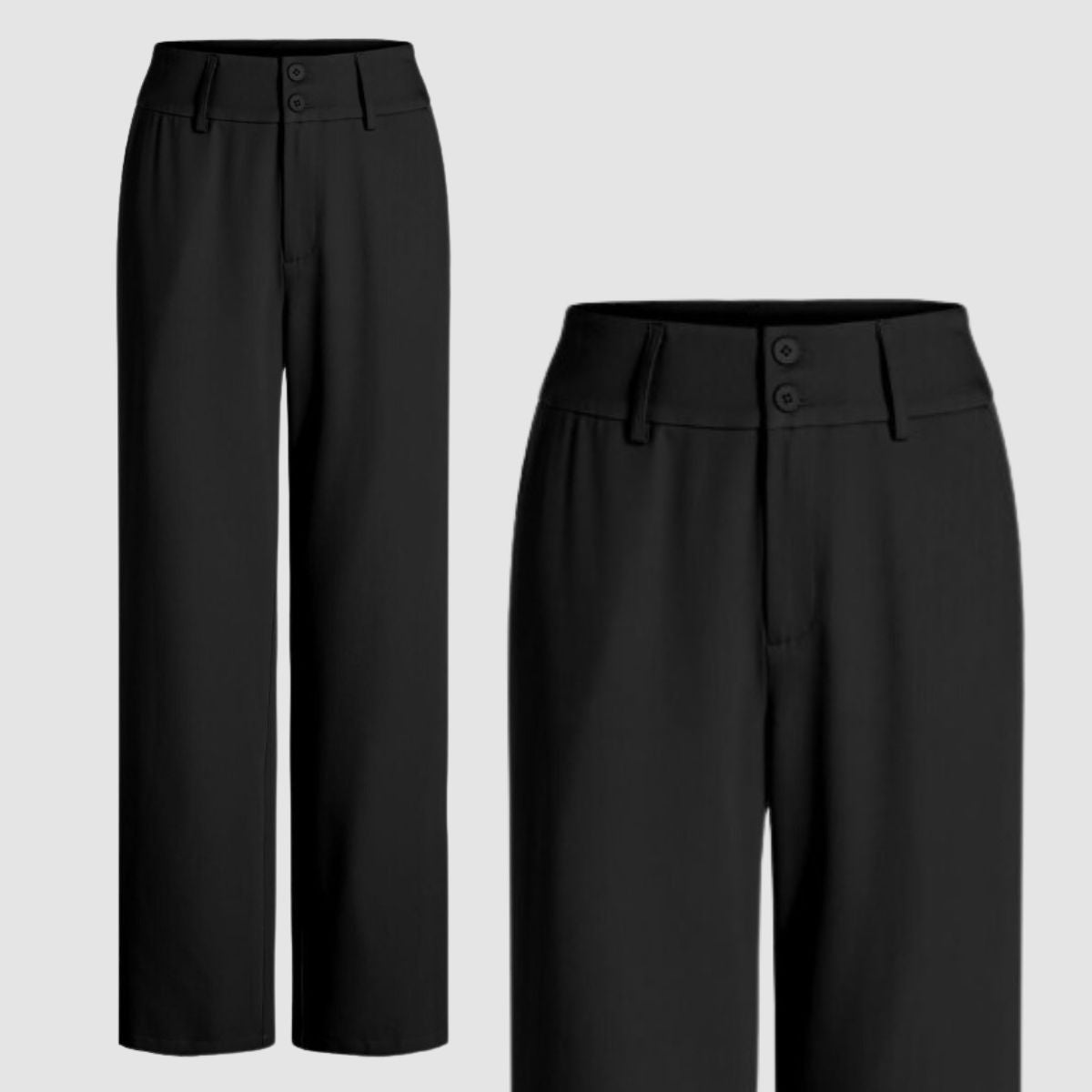 DV 50 - Cider Black Mid Waist Double Button Trousers