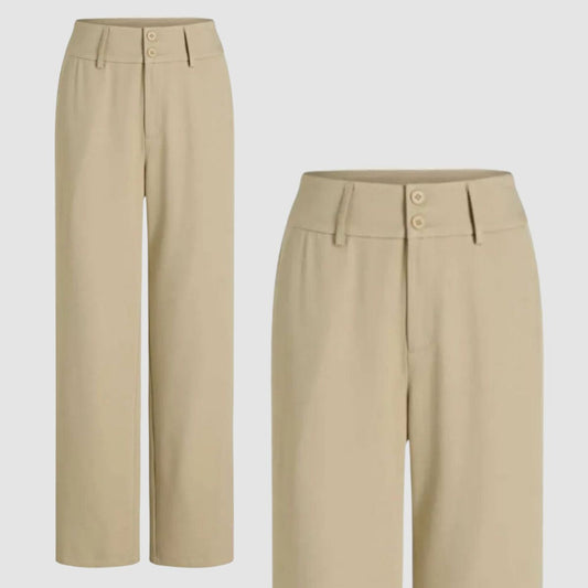 DV 50 - Cider Beige Mid Waist Double Button Trousers