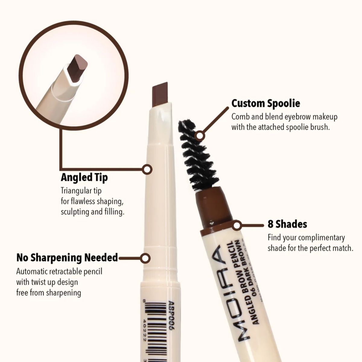 TAF - Moira Beauty Angled Brow Pencil - Dark Brown