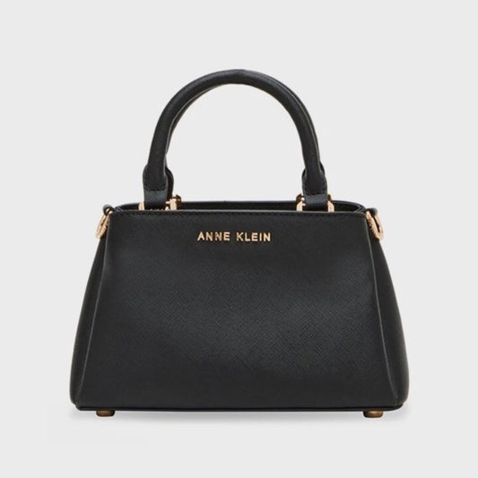 CUR 638 - Anne Klein Black Textured Top-handle Mini Satchel Crossbody