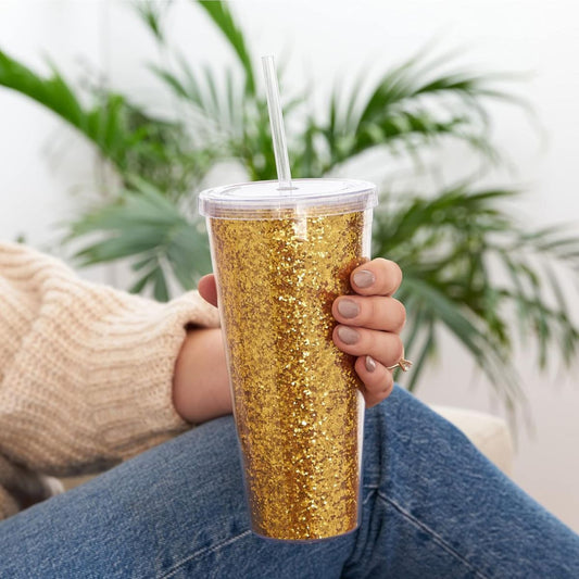 LIT - Double Walled Golden Glitter Tumbler 24oz