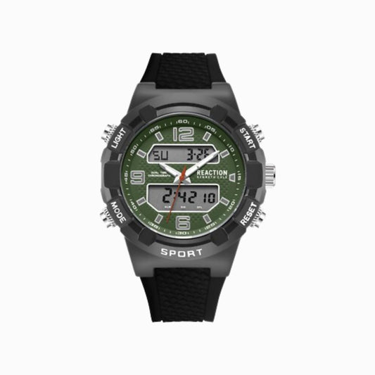 CUR 688 - Kenneth Cole Black Silicone Strap Green Automatic Watch