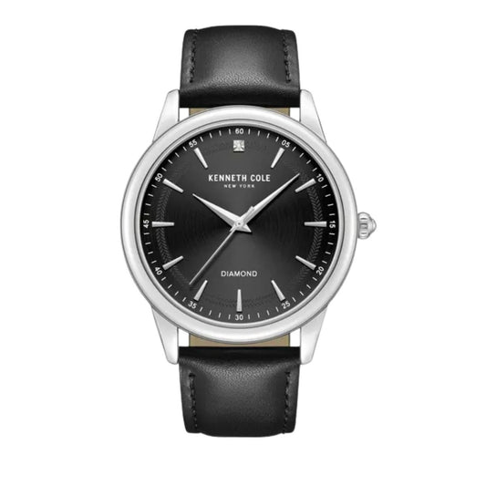 CUR 906 - Kenneth Cole Diamond Black Strap Black Face Watch 44mm