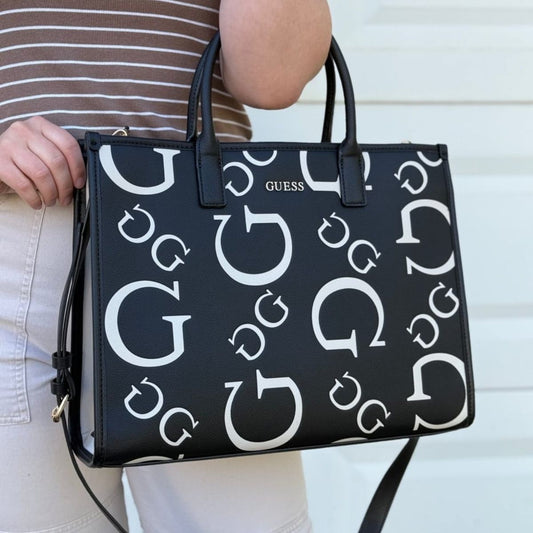 CUR 704 - Guess Black And White Spring Fall Satchel