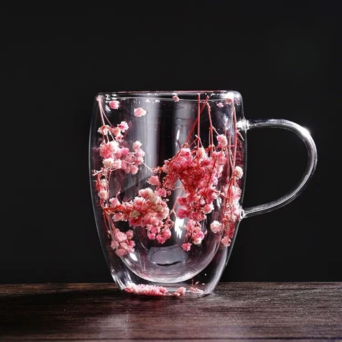 SOG - Double Walled Dried Flower Glass Mug (Circular Shape)