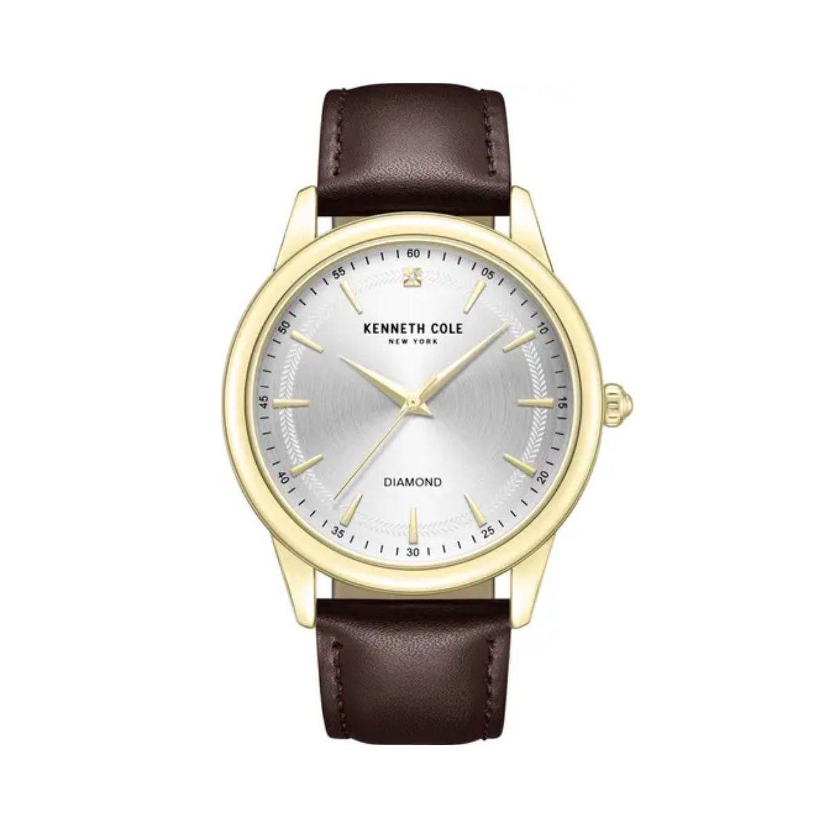 CUR 903 - Kenneth Cole Diamond Brown Leather Strap 43mm