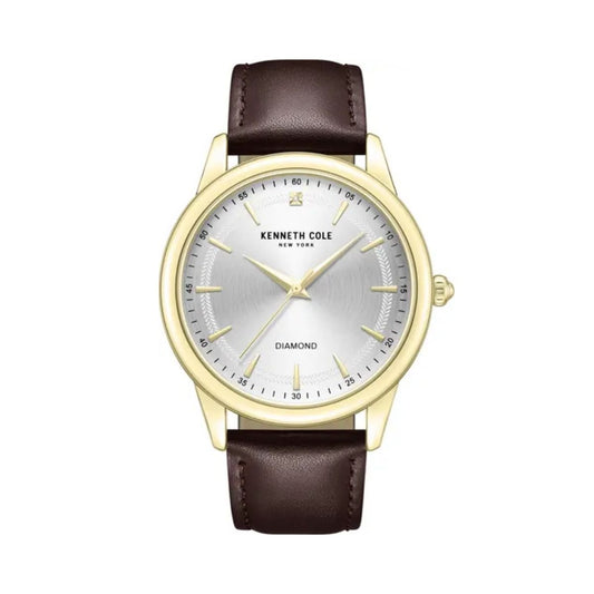 CUR 903 - Kenneth Cole Diamond Brown Leather Strap 43mm