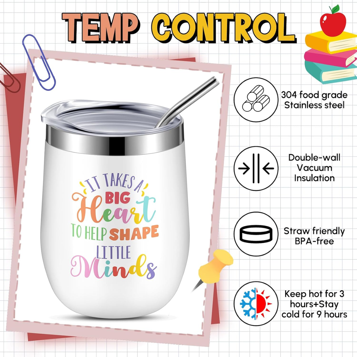 SMC - Teacher Insulated Tumbler with Lid and Straw - 12 oz