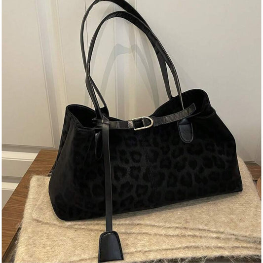 LGG -  Black Faux-leather Leopard Print Shoulder Bag