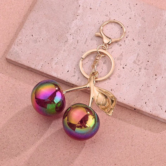 LGG - Gradient Rainbow Red Cherry Charm Keychain