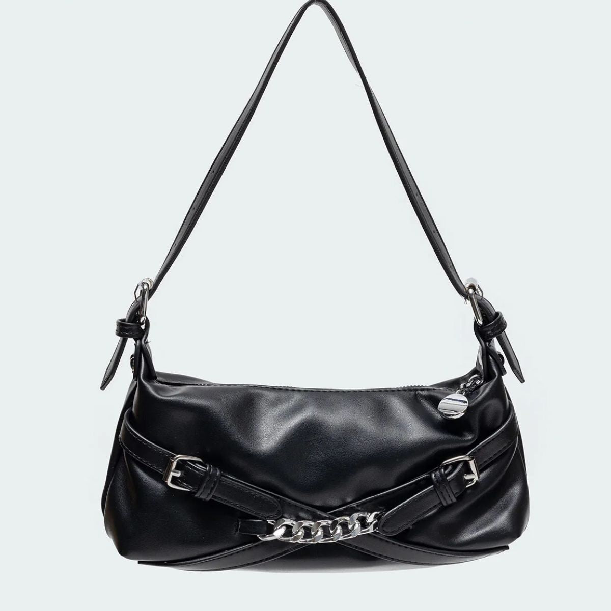 LGG - Black Shoulder Bag With Chain Detailing