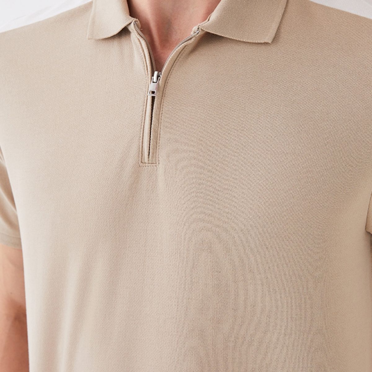 CUR 891 - Dkny Medium Latte Zip Front Logo Polo