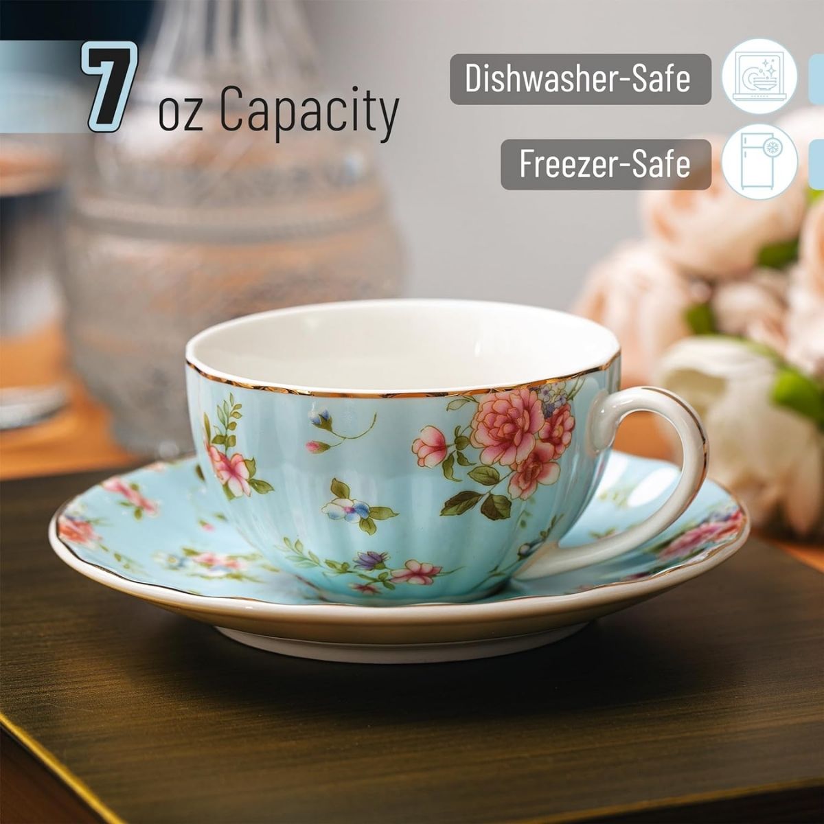 LDT - Porcelain Pastel Bloom Tea Cup & Saucer Set