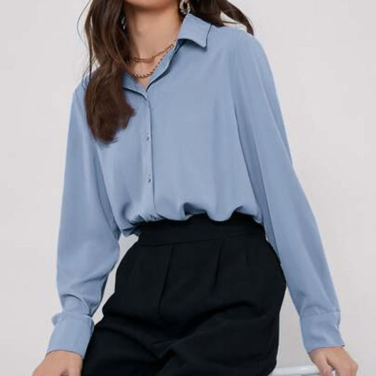 DV 78 - Blue Solid Button Down Shirt