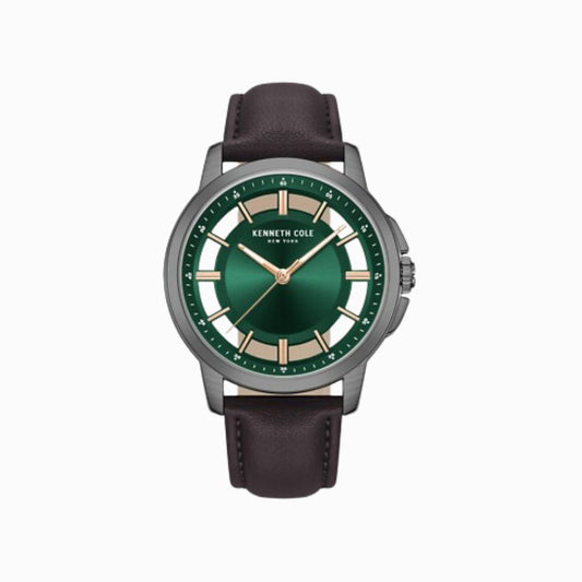 CUR 692 - Kenneth Cole Transparency Leather Strap Watch Green Face
