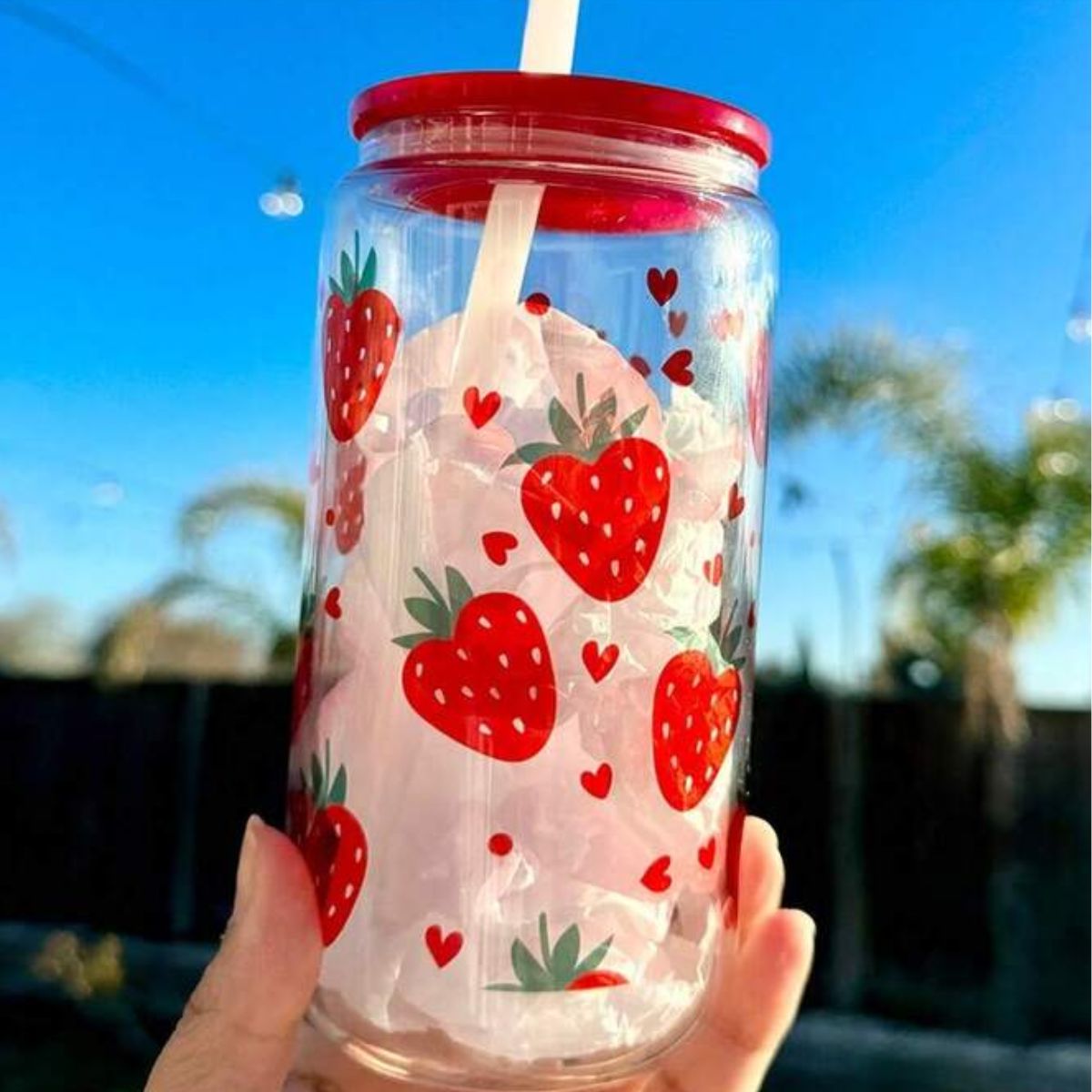 RAN -  Strawberry Hearts Clear Cold Cup