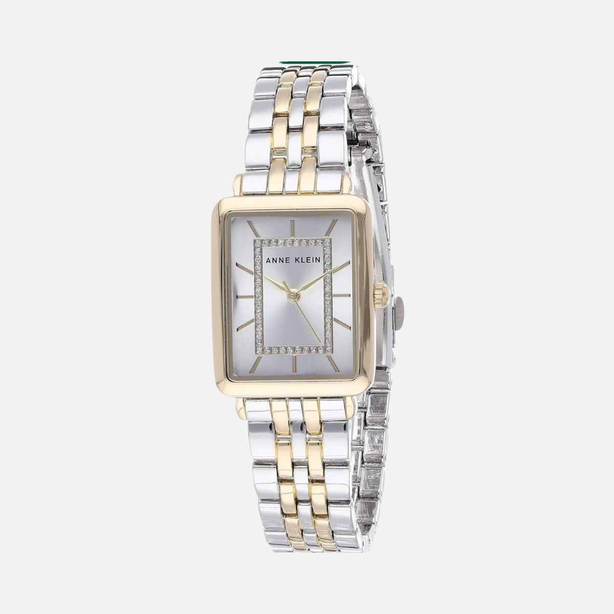 CUR 392 - Anne Klein 2 Tone Square Crystal Accent Watch