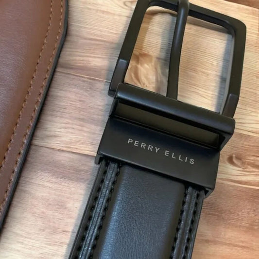 CUR 346 - Perry Ellis Black And Brown Reversible Belt Size 32