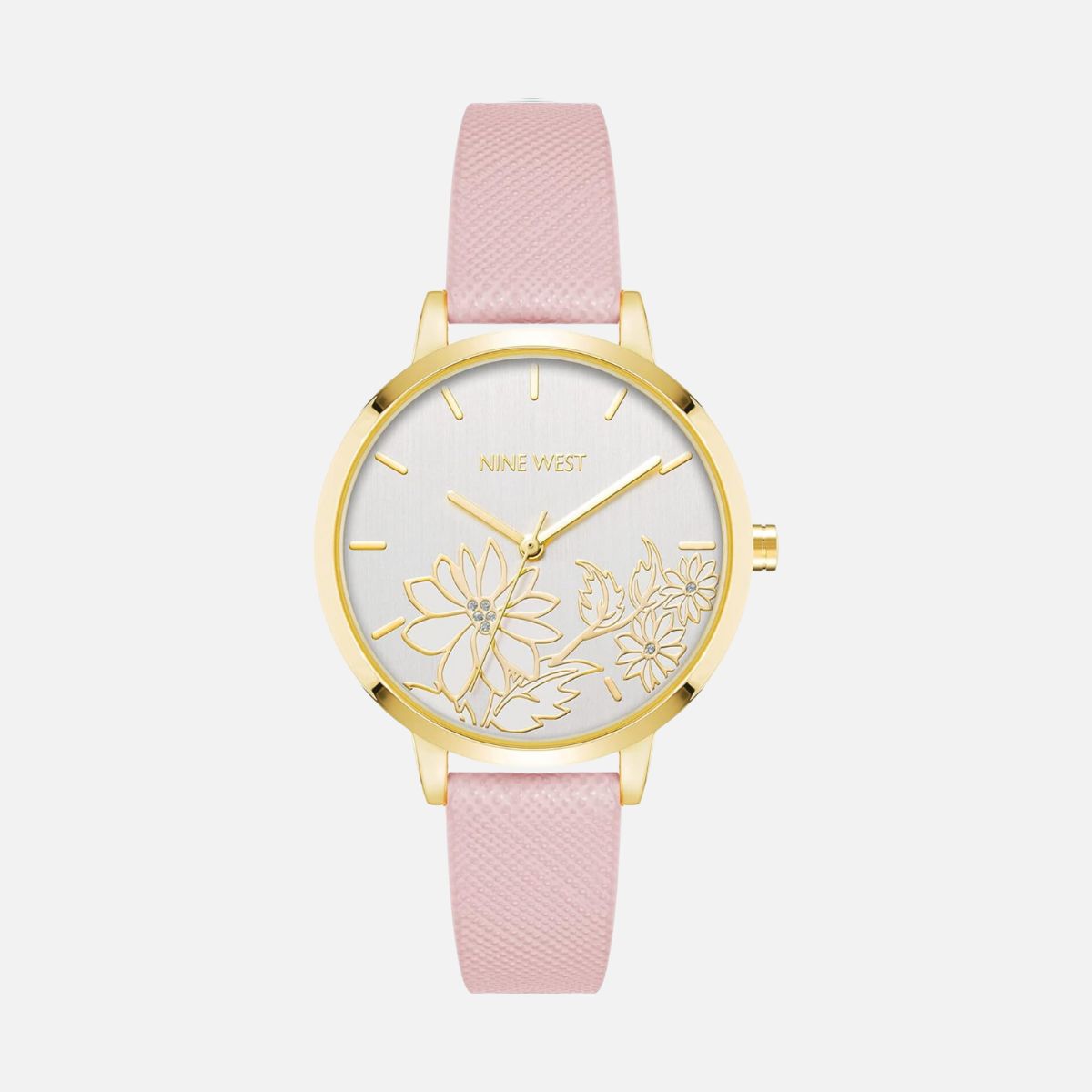 CUR 398 - Nine West Pink Strap Floral Watch