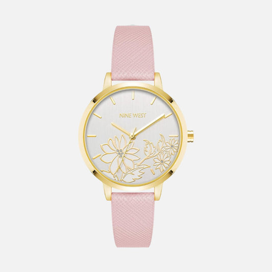 CUR 398 - Nine West Pink Strap Floral Watch