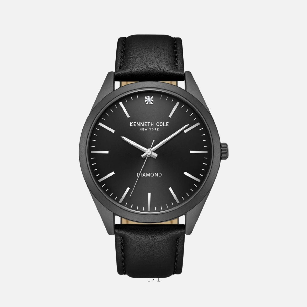 CUR 385 - Kenneth Cole Black Diamond Accent Leather Watch